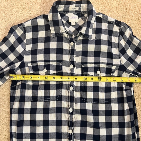 J. Crew blue & white checkered button up size XS - Picture 8 of 13